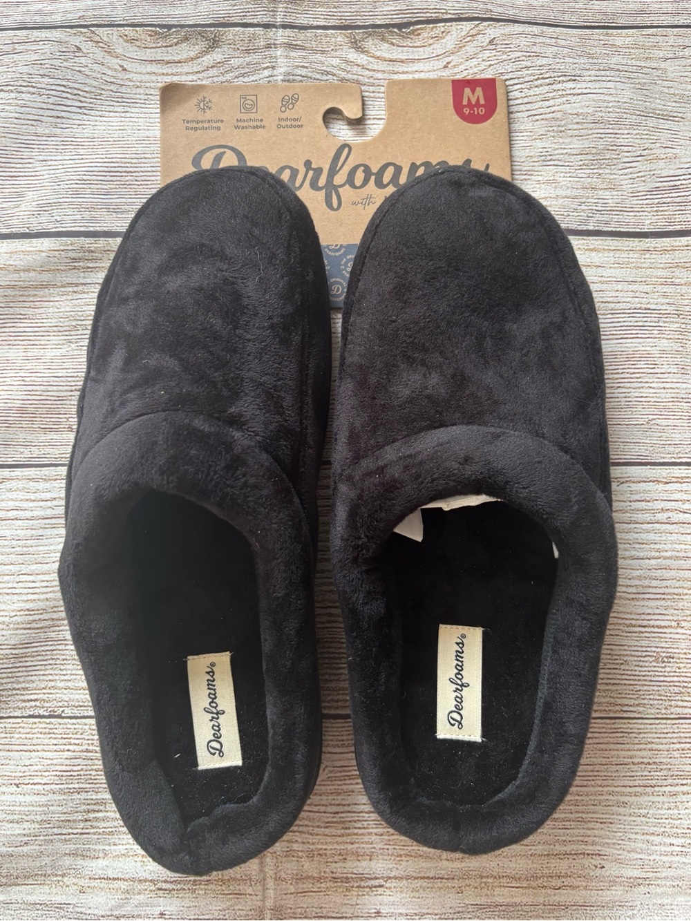 New Dearfoams Men's Cozy Comfort Clog Slippers – Black, Size M
(9-10)